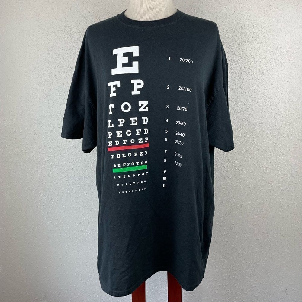 Eye Chart Short Sleeve T-Shirt Size 2XL EUC